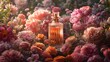 Luxury fragrance presentation, blooming backdrop
