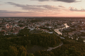 Wall Mural - Aerial view of Vilnius Old Town, one of the largest surviving medieval old towns in Northern Europe. Summer landscape of UNESCO-inscribed Old Town of Vilnius