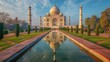 Architectural wonder. Taj Mahal in a minimalist style. AI generate illustration