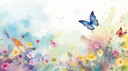 Wall Mural - watercolor flower background Created with Generative AI technology.