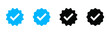 Verified badge icon tick symbol Vector blue verification badge approved check mark icon - Quality certify icon . official account profile verify	
