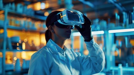 Poster - Scientist Using Virtual Reality Headset in Laboratory