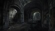 Dark and labyrinthine catacombs beneath an abandoned monastery. Gloomy place, ghosts, paranormal, gothic, middle ages, ruins, dust, dampness, underground structure, mysticism, fear. Generative by AI