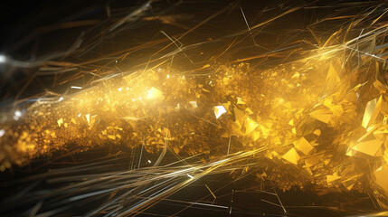 Poster - Abstract technology burst with glowing wires and particles in motion. Technology and science dynamic background.