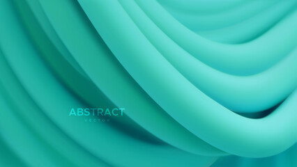 Wall Mural - abstract background with 3d curvy turquoise stripes. dynamic azure ribbons backdrop. soft elastic bl
