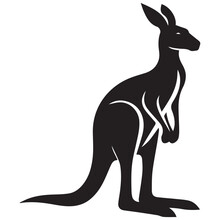 Kangaroor Silhouette Vector With Solid White Background