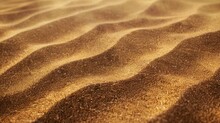 Golden Sand Texture. Brown Surface Background. Wavy Ground. Template For Beach And Travel Advertising Design.