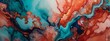 Splendid Alcohol Ink Art Sophisticated Coral Banner Abstract Background Wallpaper.