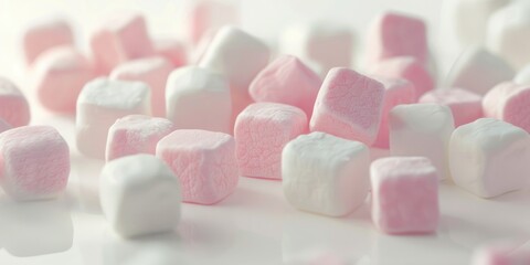 Poster - A pile of marshmallows on a table, perfect for food and dessert concepts