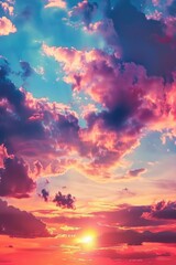 Poster - Beautiful sunset over the ocean, perfect for travel websites or inspirational content