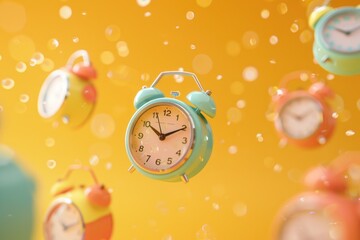 Aufkleber - A bunch of clocks floating in the air. Great for time management concepts