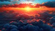 Sun setting over clouds, suitable for various design projects