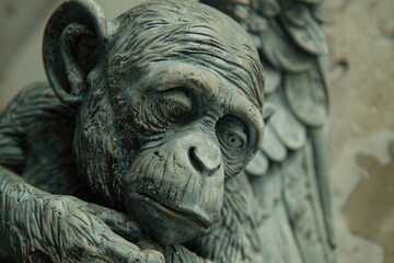 Poster - Detailed view of a monkey statue, suitable for various design projects