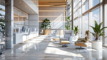 Poster - An image of a large room filled with windows. Perfect for architectural and interior design projects
