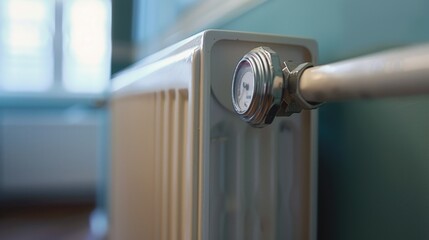 Aufkleber - Detailed view of a radiator in a room. Suitable for home improvement projects