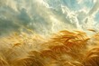 Witness the mesmerizing sight of a wheat crop swaying vigorously in a strong wind, capturing the intricate details of the wheat moving in the breeze