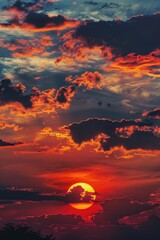 Aufkleber - A beautiful sunset scene with dramatic clouds. Perfect for nature backgrounds