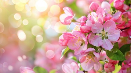 Poster - Close up of pink flowers on a tree. Suitable for nature backgrounds
