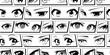 © Dedraw Studio - Japanese anime eye seamless pattern illustration. Black and white manga cartoon character background, animation art style print. Trendy Y2K eyes, facial expression graphic, diverse comic book people.