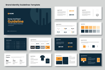 Design brand guidelines template or logo brand identity guide presentation layout