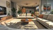 Fully furnished interior of a modern living room generated digitally of a contemporary living room interior