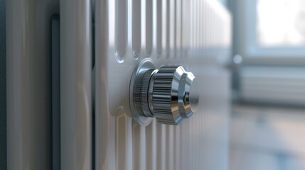 Aufkleber - Detailed view of a door handle attached to a radiator. Suitable for home improvement projects