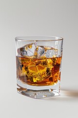Poster - A glass of whiskey with ice cubes