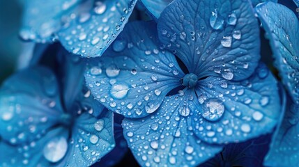 Poster - Close-up of a blue flower with water droplets, suitable for nature and beauty concepts