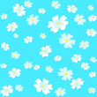 Vector seamless floral pattern, background - simple beautiful white and blue flowers with yellow centers on a blue background.