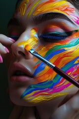 Poster - Person with paint on face, great for artistic projects
