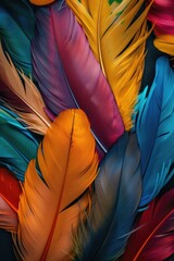 Poster - A stack of vibrant feathers, suitable for various designs