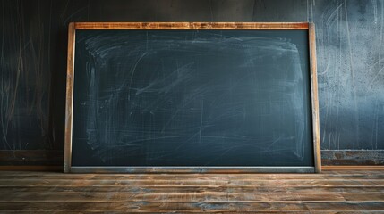 Poster - Interior with blackboard on wooden floor, ideal for educational concepts