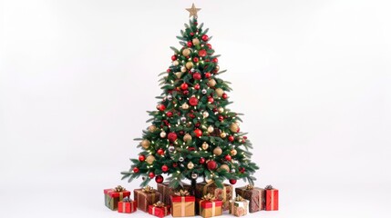 Poster - A festive Christmas tree surrounded by presents. Perfect for holiday season designs