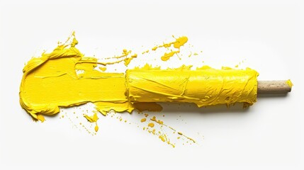 Aufkleber - Yellow paint spatula on white surface, perfect for home improvement projects