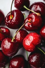 Poster - Fresh cherries in a close-up shot, perfect for food and health-related designs