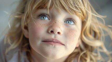 Wall Mural - Close up of a child with freckles. Great for skincare ads