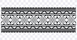 Polynesian vector seamless tribal tattoo border. Tribal  tattoo geometric fore arm samoan band.Tattoo  illustration fore arm bracelet. Fabric seamless isolated hawaiian pattern on white background.