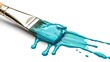 A paintbrush with blue paint spilling out of it. Suitable for art and creativity concepts