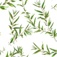  A simple and elegant pattern of green leaves on a white background. Perfect for nature-themed designs
