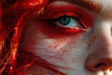 Poster - A close-up image of a woman with striking red hair. Suitable for beauty and lifestyle concepts