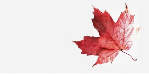 Poster - A single red leaf on a plain white background. Suitable for various design projects