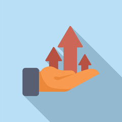 Poster - Hand care graph arrows icon flat vector. Business management. Strategy workshop