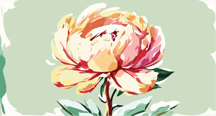 Wall Mural - Peony flower hand draw in the light background