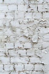 Poster - A white painted brick wall with peeling paint. Suitable for background or texture use
