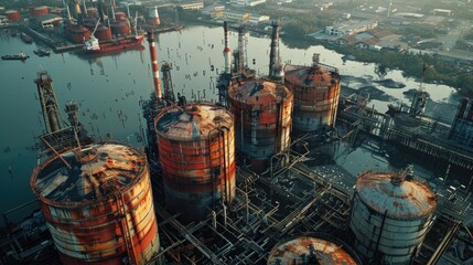 Poster - Aerial view of a large industrial area, suitable for business presentations