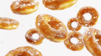 Poster - A group of glazed donuts with sprinkles of salt. Perfect for food and dessert concepts