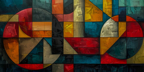 Wall Mural - abstract cubist mosaic in vibrant colors