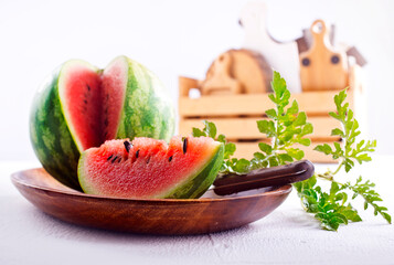 Poster - Slices of watermelons on a table