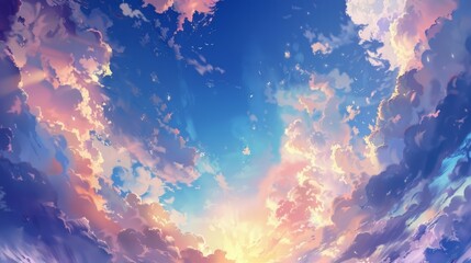 sunset on blue sky. blue sky with some clouds. blue sky clouds, summer skies, cloudy blue sky