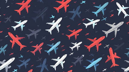 Poster - vector pattern of airplane icon shipping